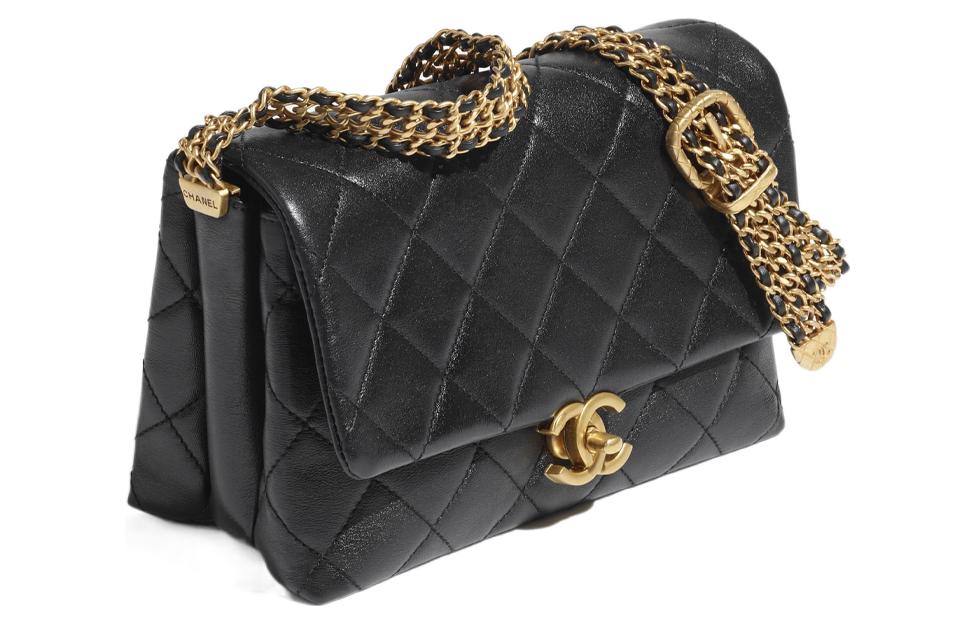 CHANEL Calfskin Crossbody Bag Shoulder Bag Women's Black