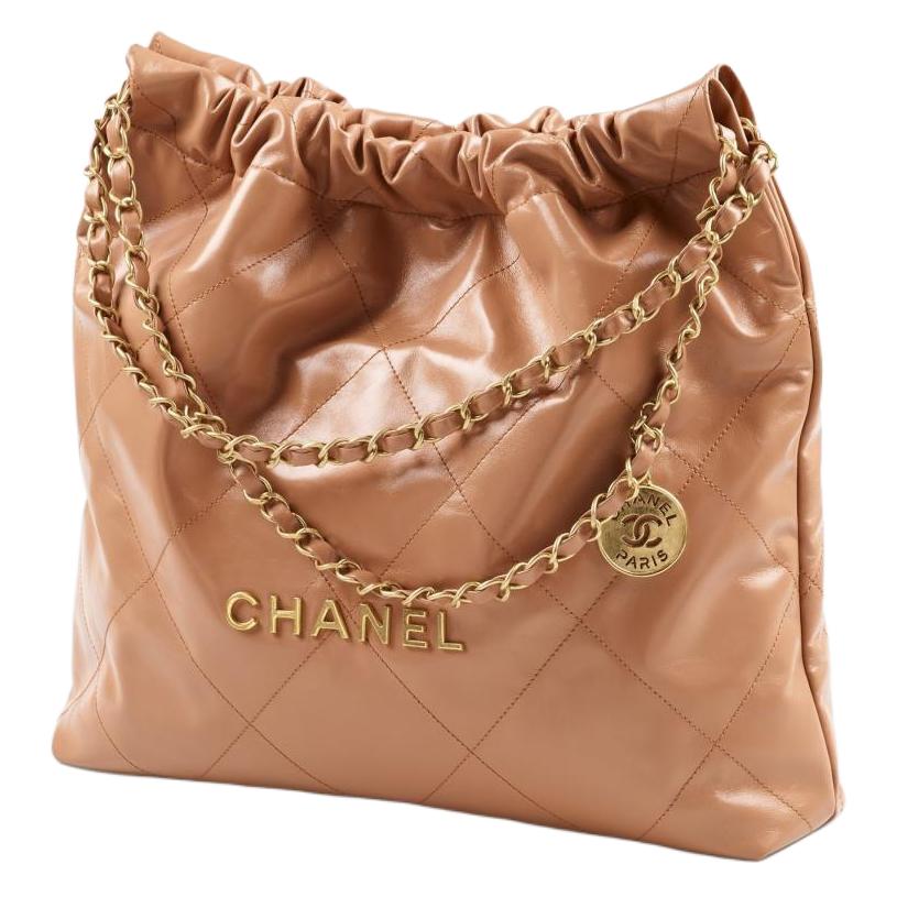 CHANEL Cow Leather With Metal Bucket Bag Handbag Shoulder Bag Women's Dark Beige