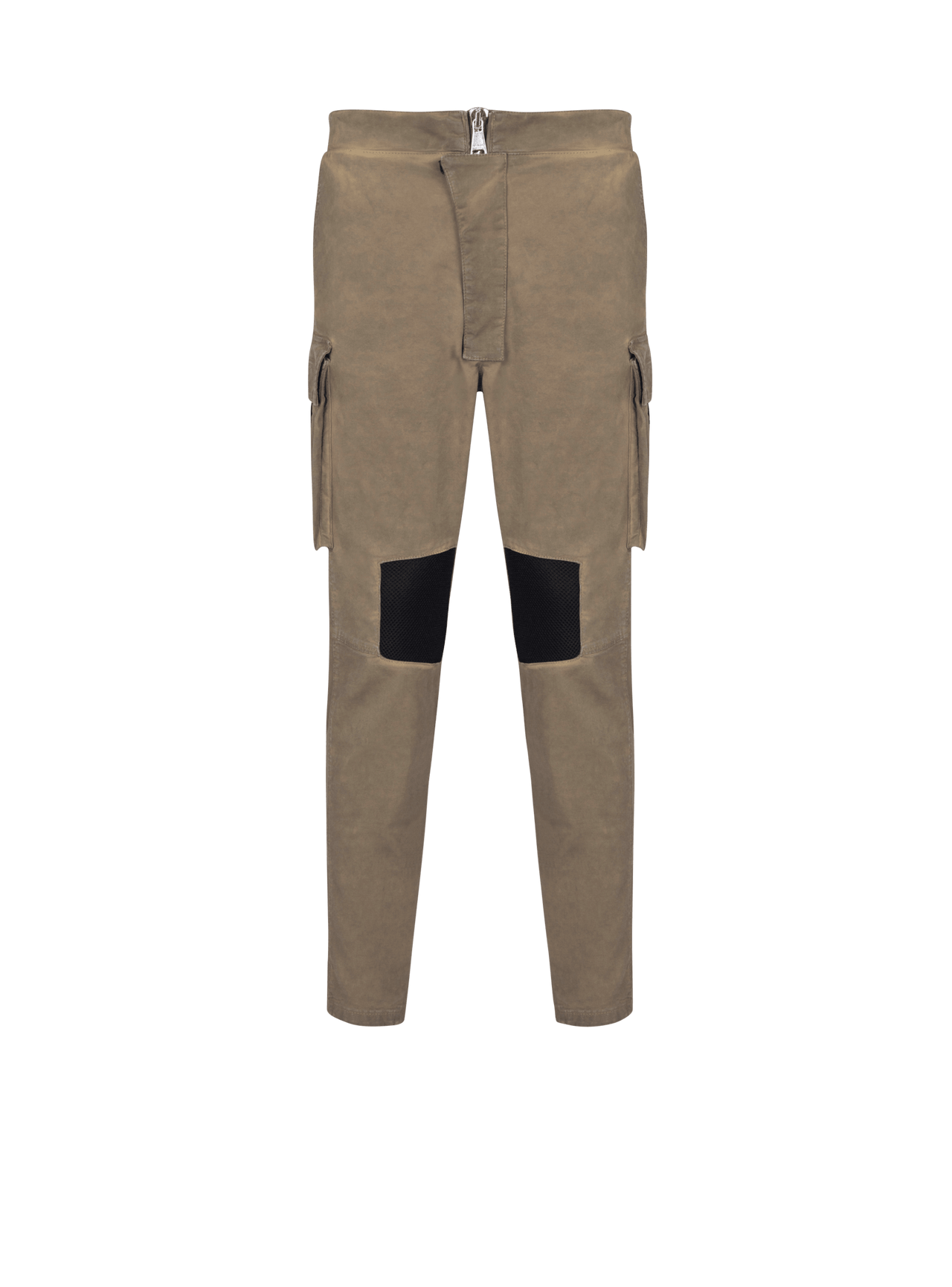 Balmain Men's Cargo Tapered Khaki Cotton & Mesh Pants