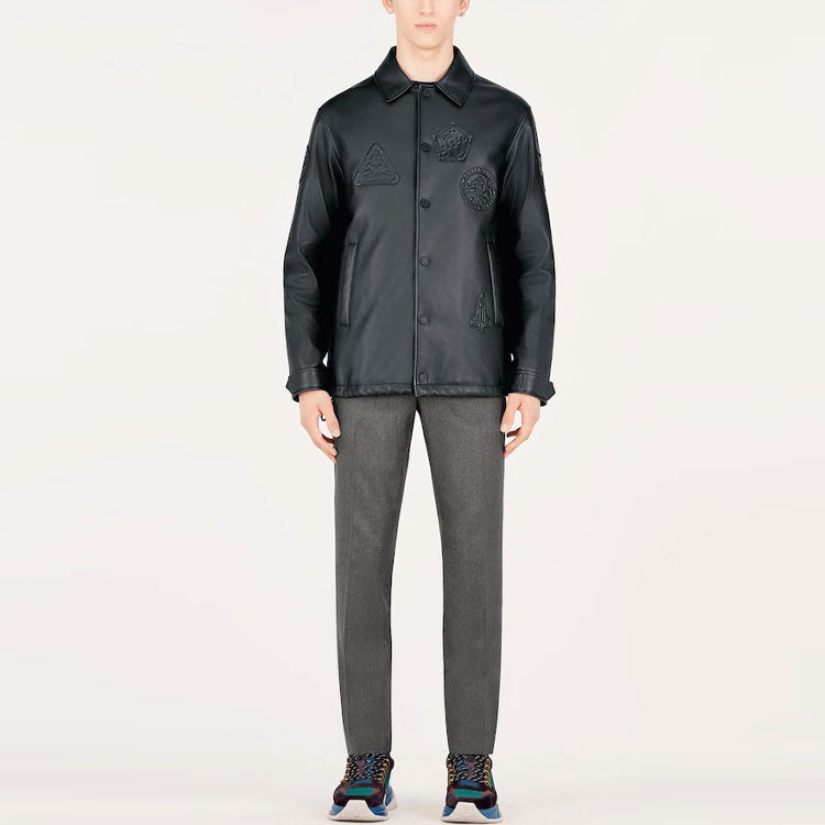 LOUIS VUITTON New Quarterly Products Of LV Leather Jacket Men's Black