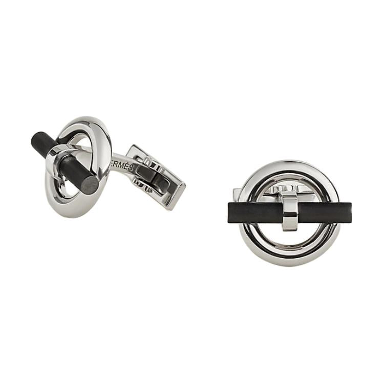 HERMES Metal Cufflinks Men's Silver