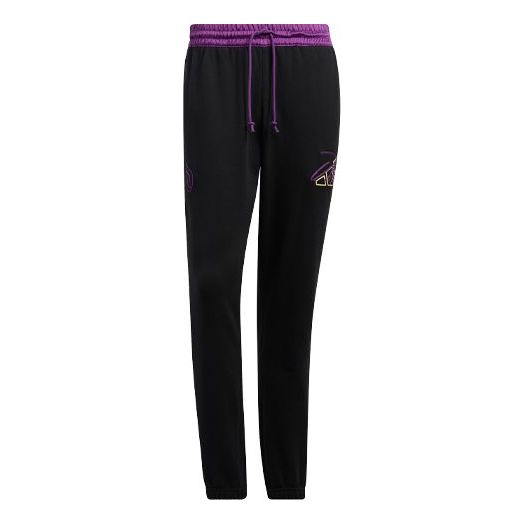 adidas Dame 8 Inn Pnt Pattern Embroidered Loose Basketball Sports Pants/Trousers/Joggers Black HD5207