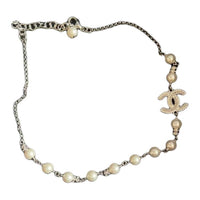 CHANEL Artificial Pearl Necklaces Women's Silver