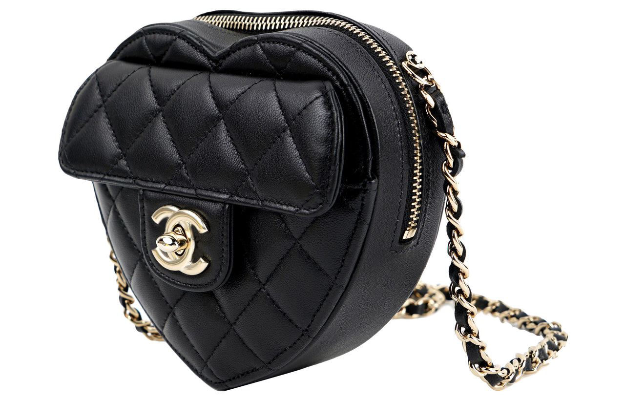 CHANEL Lambskin Heart Bag Handbag Shoulder Bag Crossbody Bag Regular Women's Black