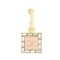 CHANEL Metal Resin Rhinestones Earrings Women's Pink