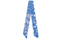 HERMES Silk Scarves Women's Blue With White Lettering