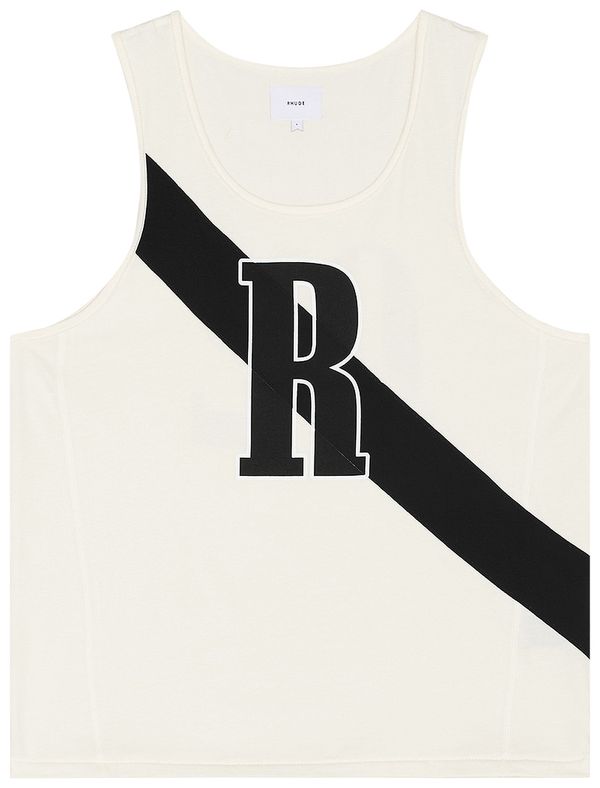 Rhude Men's 02 Stripe Tank Offwhite/black