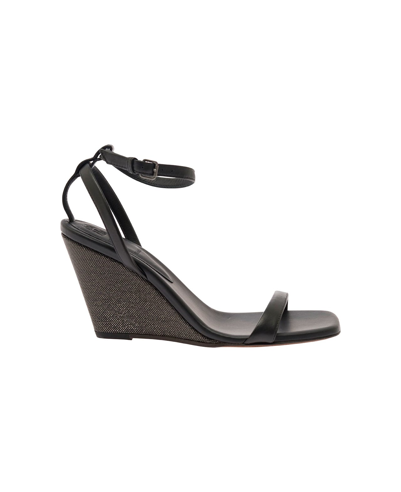 Brunello Cucinelli 90Mm Leather Wedge Sandals