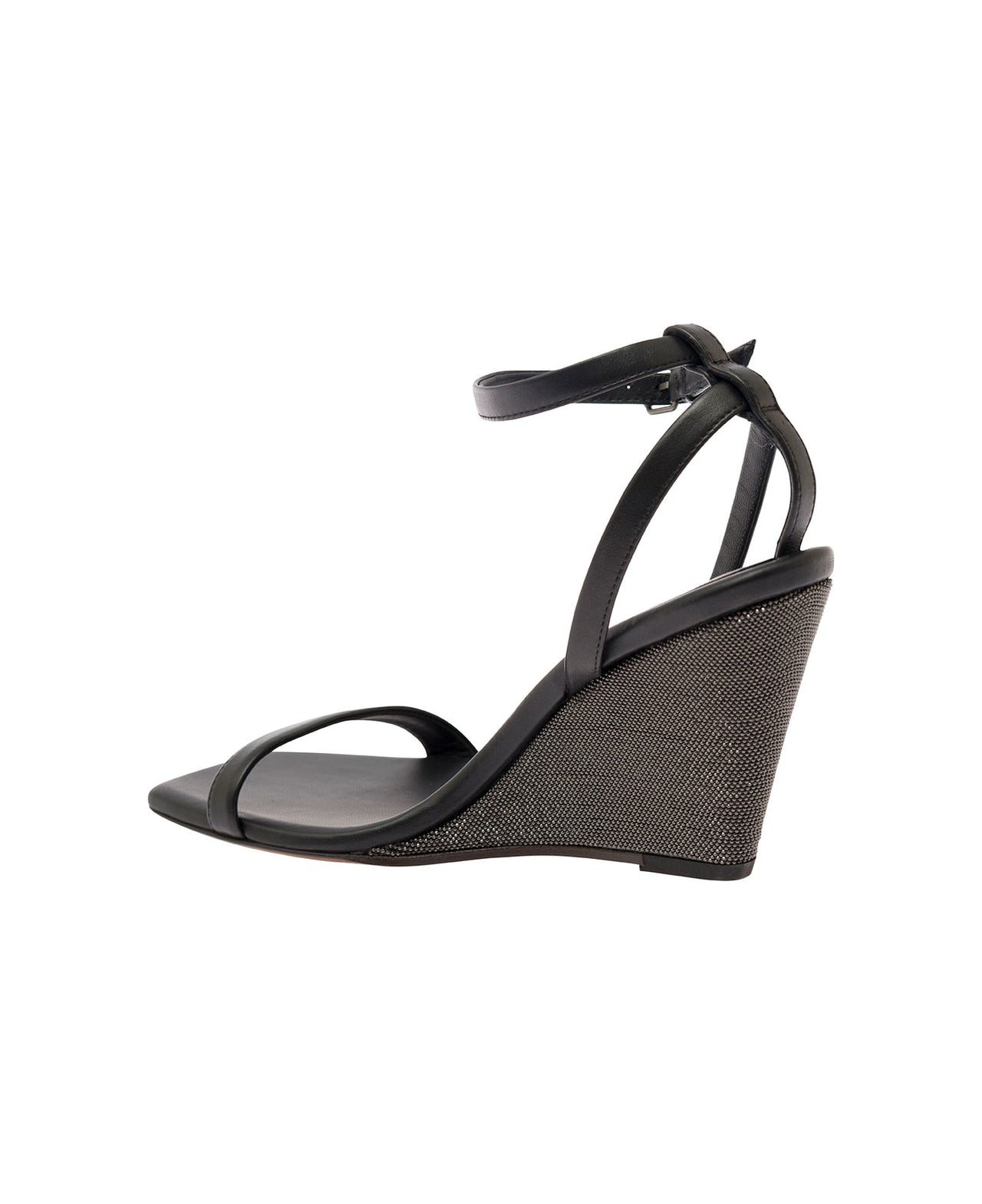 Brunello Cucinelli 90Mm Leather Wedge Sandals