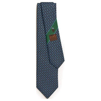 HERMES Mulberry Silk Ties Men's Marine Blue/Sky Blue