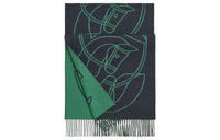 HERMES Knit Scarves Unisex Green/Dark Blue