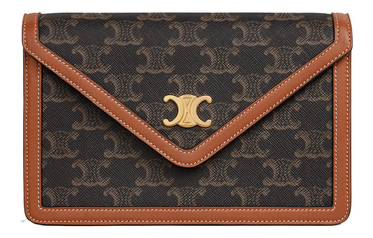 CELINE Canvas With Sheepskin Wallet, Shoulder Bag, Crossbody Bag Regular Women's Tawny