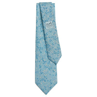 HERMES Mulberry Silk Ties Men's Sky Blue