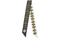 HERMES Small Silk Scarves Women's Black White Gold
