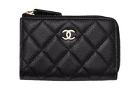CHANEL Grain Embossed Calfskin Coin Purse Regular Women's Black