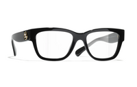 CHANEL Acetate Irregular Shape Eyeglass Frames Unisex Black