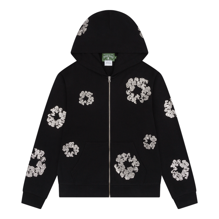 Denim Tears Cashmere Swarovski Cotton Wreath Zip Hoodie 'Black' FW24TOH0643