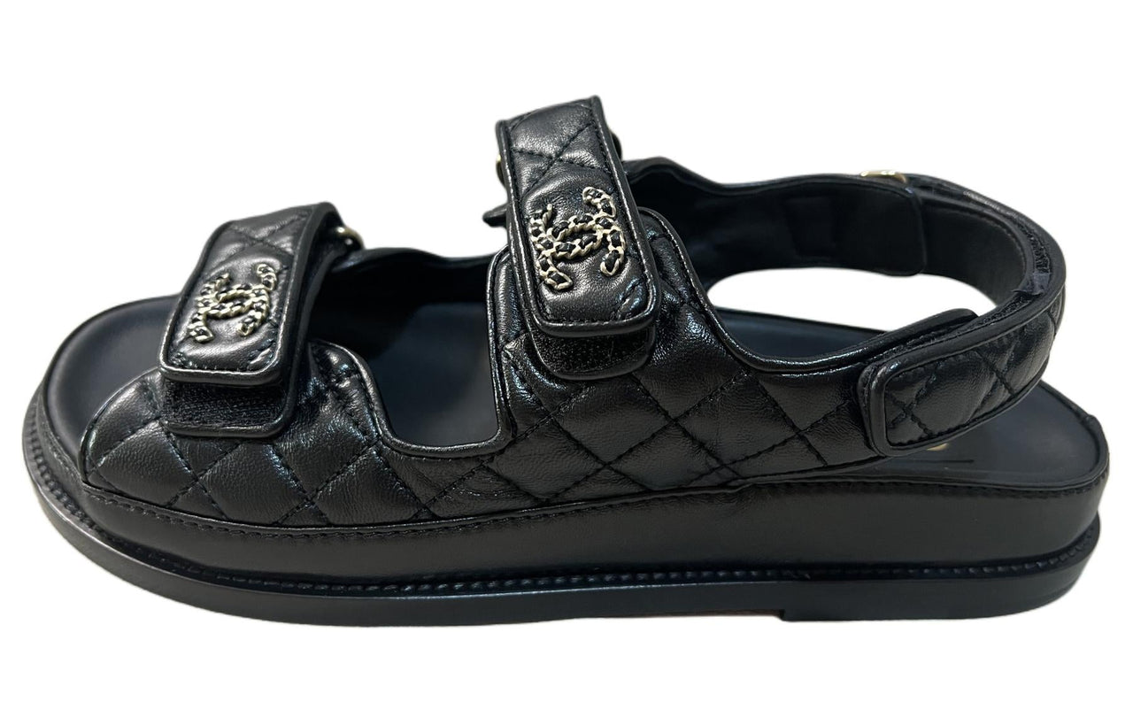 CHANEL Beach Sandals Women's Black
