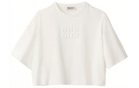 MIU MIU Embroidered logo Cotton T shirt