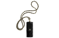 CHANEL Calfskin Coin Purse Women's Black/Gold