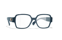 CHANEL Plate Frame Rhinestone Irregular Shape Eyeglass Frames Unisex Blue