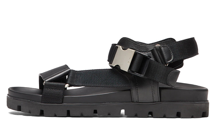 PRADA Crisscross Straps Buckle-Fastening Sandal Black