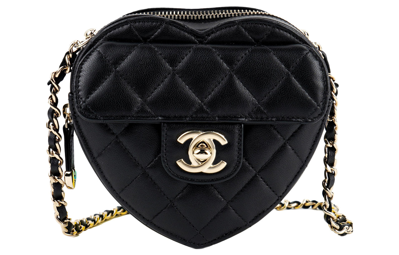 CHANEL Lambskin Heart Bag Handbag Shoulder Bag Crossbody Bag Regular Women's Black
