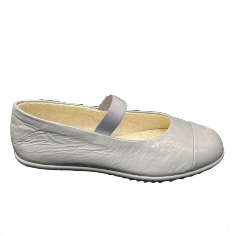 CHANEL Flat Mary Jane Shoes Women's Gray