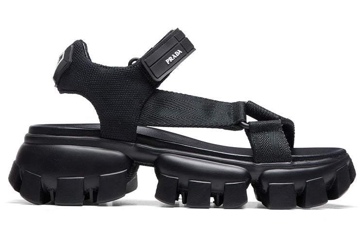 PRADA Sporty Woven Nylon Tape Sandals 'Black' Women's