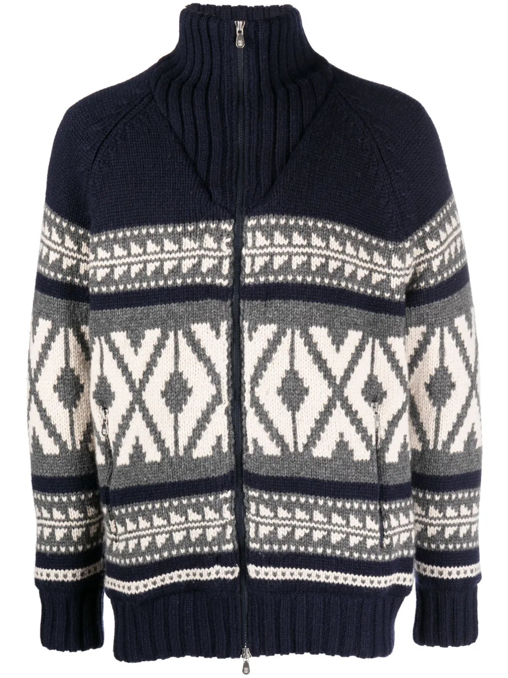Brunello Cucinelli Argyle-Check Zipped Cardigan
