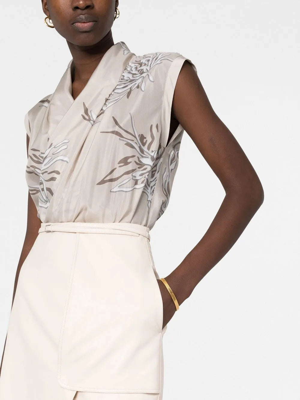 Brunello Cucinelli Abstract-Print Silk Blouse