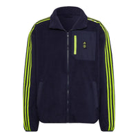 Men's adidas Logo Printing Pattern Stripe Soccer/Football Jacket Navy Blue HE6645