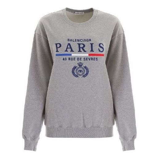 (WMNS) Balenciaga Crown Solid Color Alphabet Logo Pullover Hoodie Gray 578132TGV681300