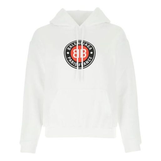 (WMNS) Balenciaga Casual Cotton hooded Long Sleeves Hoodie White 612959TJVD79000