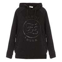 (WMNS) FENDI SS21 Karligraphy Logo Printing Drawstring Hoodie Black FAF105AA4HF0ZNJ